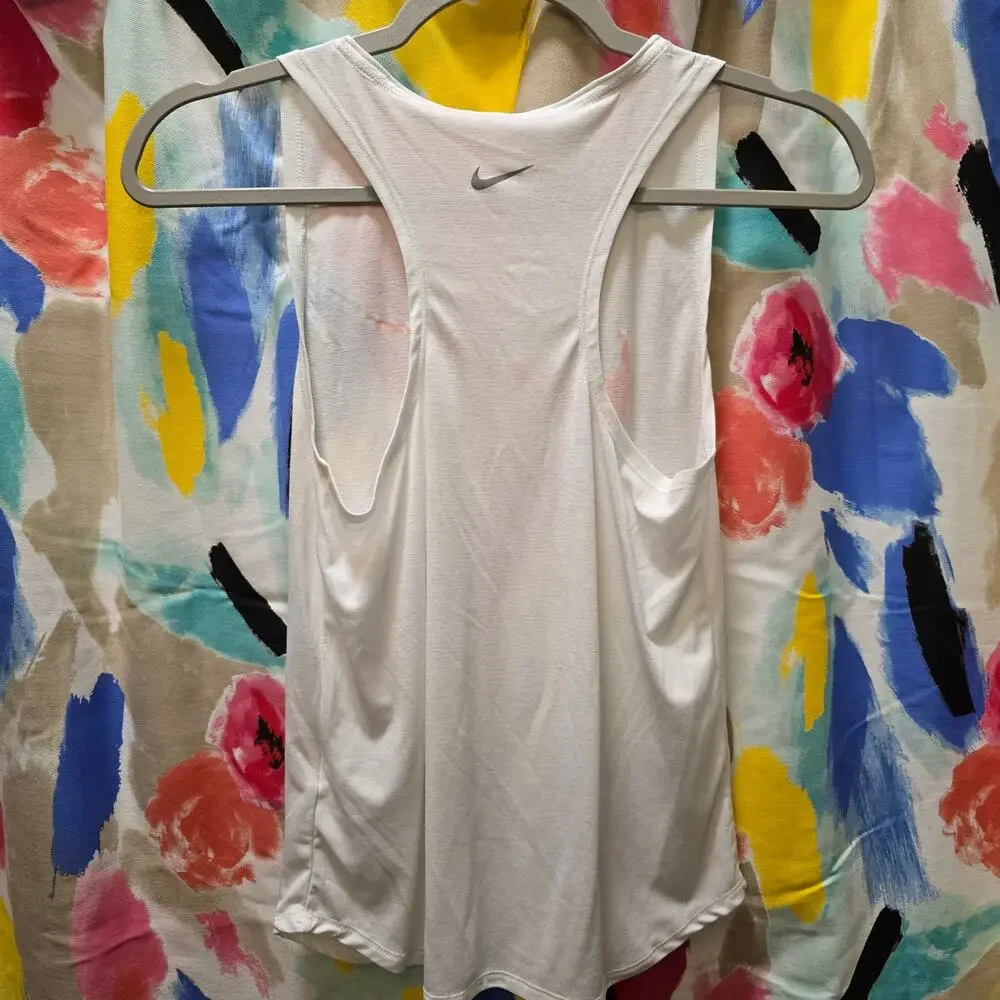 Nike Dri-Fit white racerback tank large‎ orange center swoosh XS
